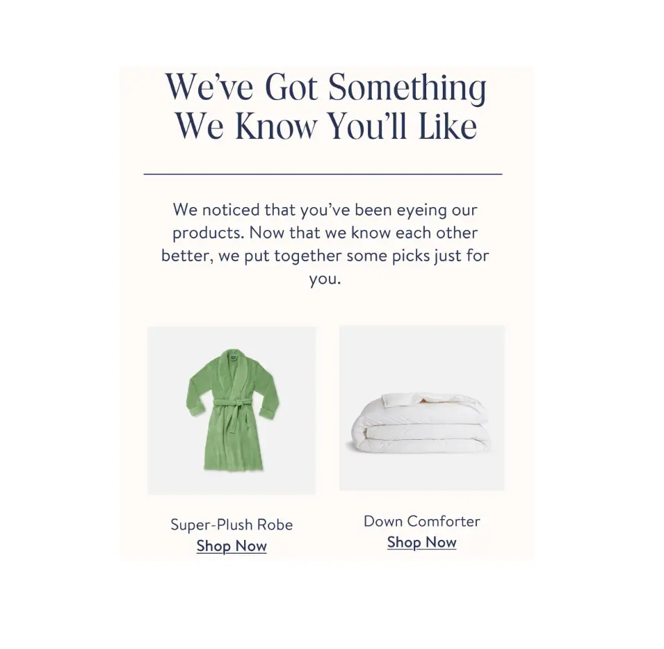 Picture shows personalized email marketing example.