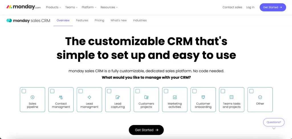 Picture shows message match example from monday landing page.