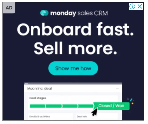 Picture shows monday digital advertising example.