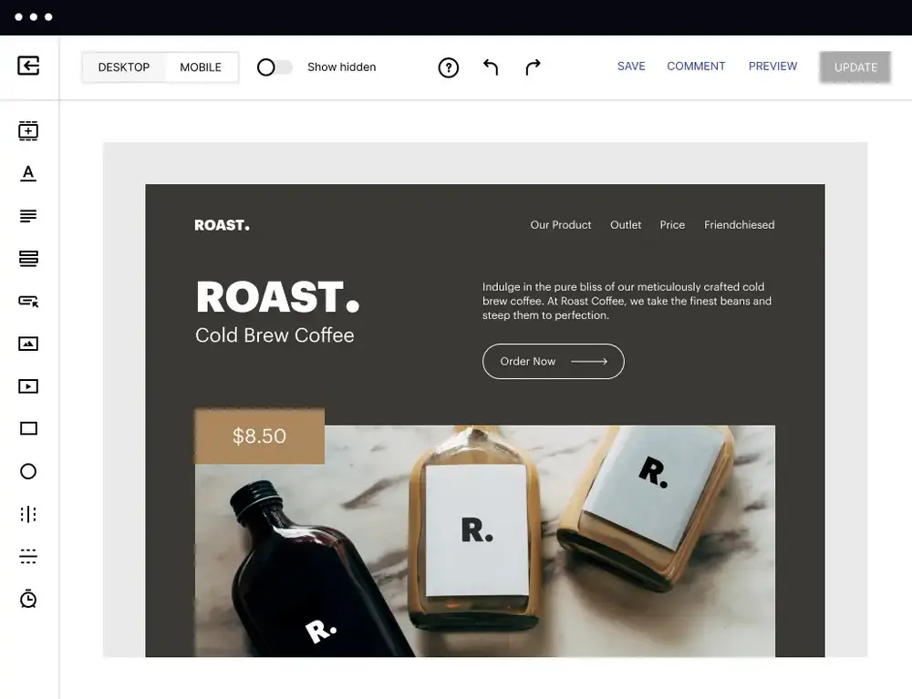 This image shows the process of giving a name to your page, hitting Edit Design, and customizing the design and elements using a website builder, including adding catchy graphics and text.