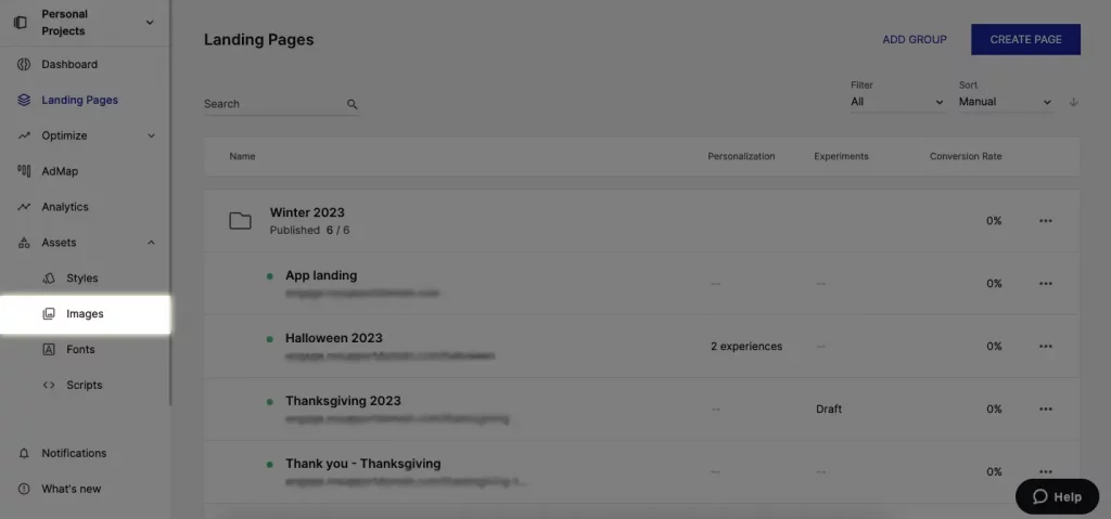 This image shows a new Instapage image manager feature.
