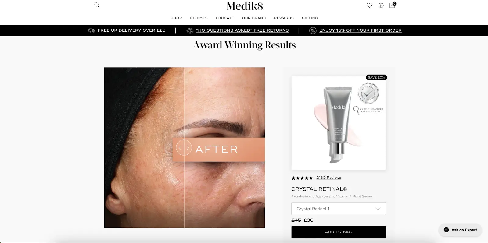 This image shows how Medik8, a UK-based professional skincare brand, emphasizes the benefits of its products in combating aging and pigmentation. It discusses how benefit segmentation can assist skincare brands like Medik8 in identifying customer pain points, segmenting them accordingly, and matching the segments with suitable products.