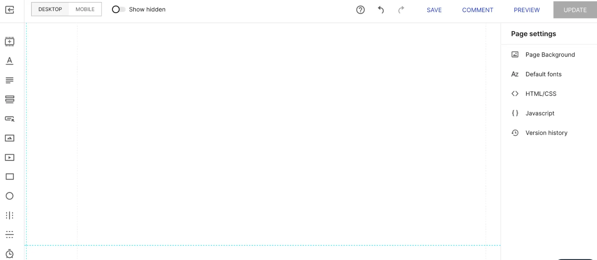 This image shows the intuitive drag-and-drop builder interface, allowing users to add new elements to a landing page template by dragging and dropping from the top menu bar.