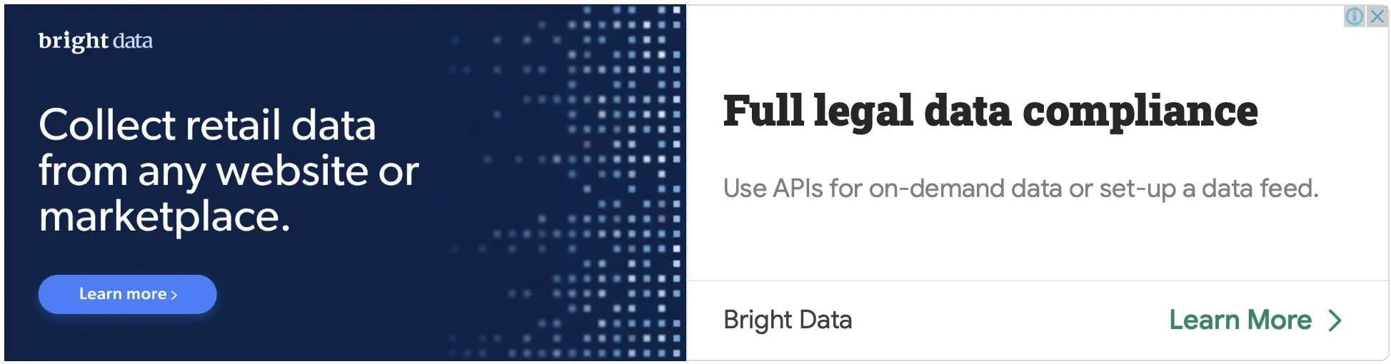 This image shows bright data banner ad