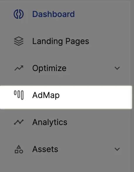 This image shows where to find Instapage AdMap settings