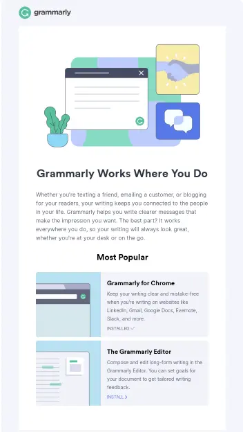 This is a screenshot of Grammarly email newsletter