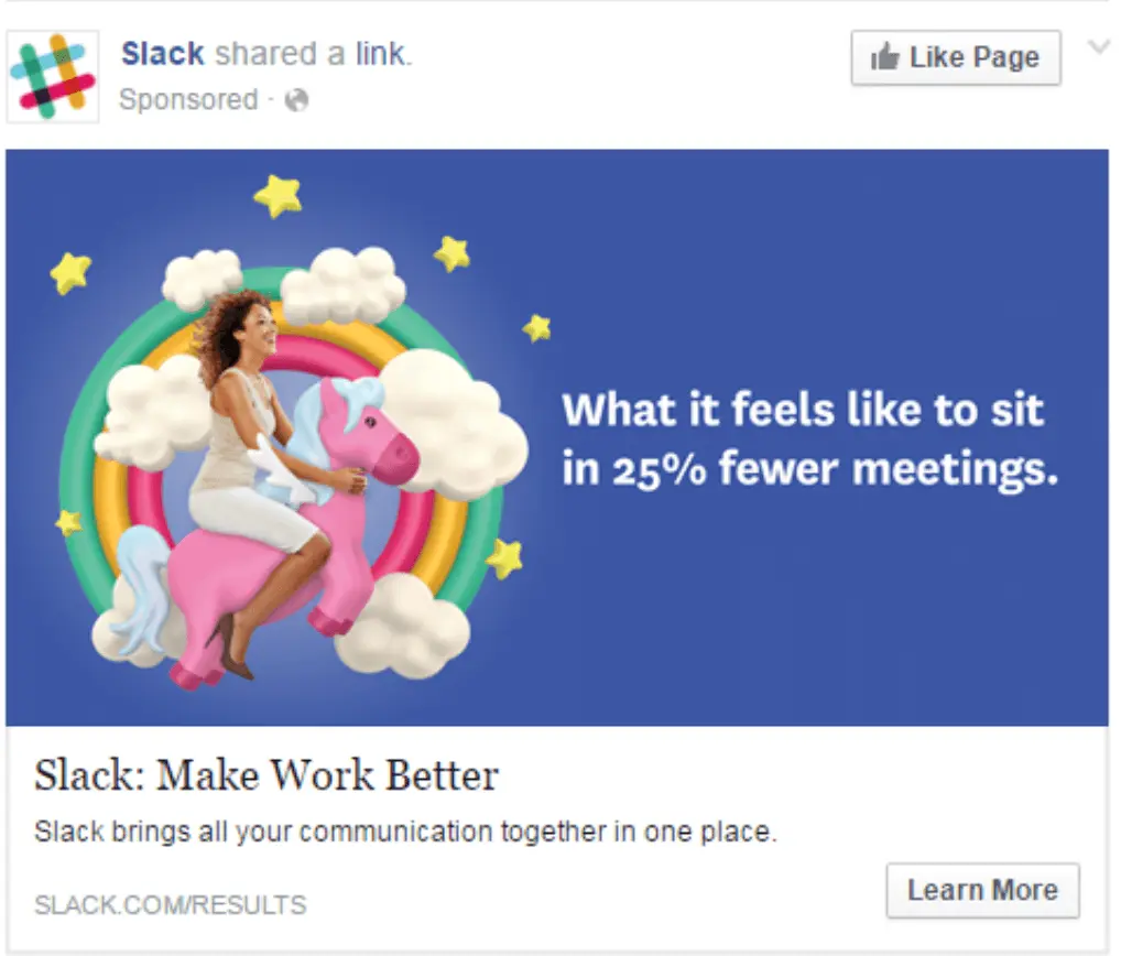 This image shows a screenshot of a Slack ad and ad targeting example
