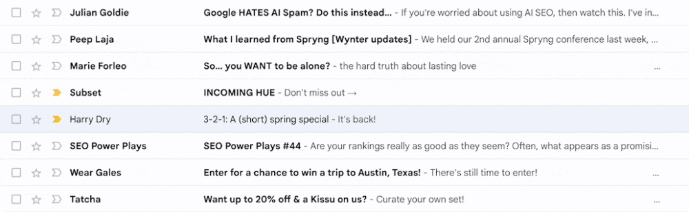 This image shows what an average inbox looks like