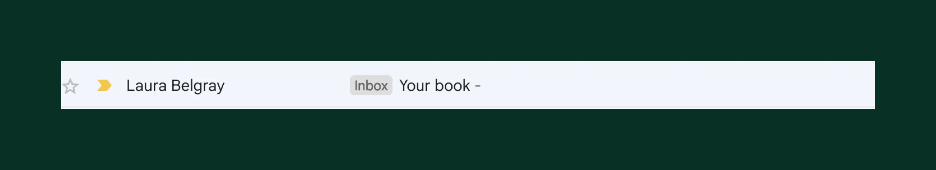 This image shows an example of an email subject line
