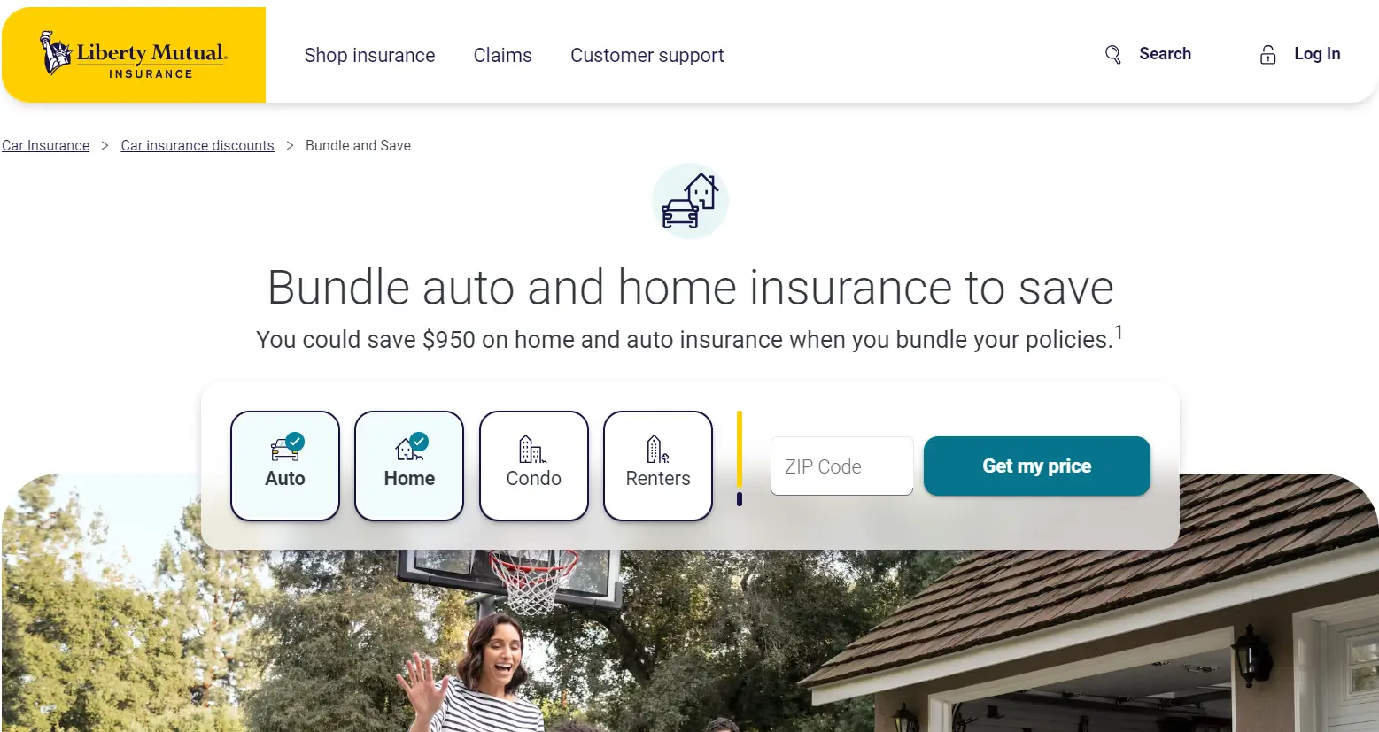 This image demonstrates an example of cross-selling tactic used by the Liberty Mutual insurance company