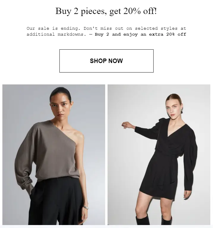 This image shows a screenshot of & Other Stories email newsletter