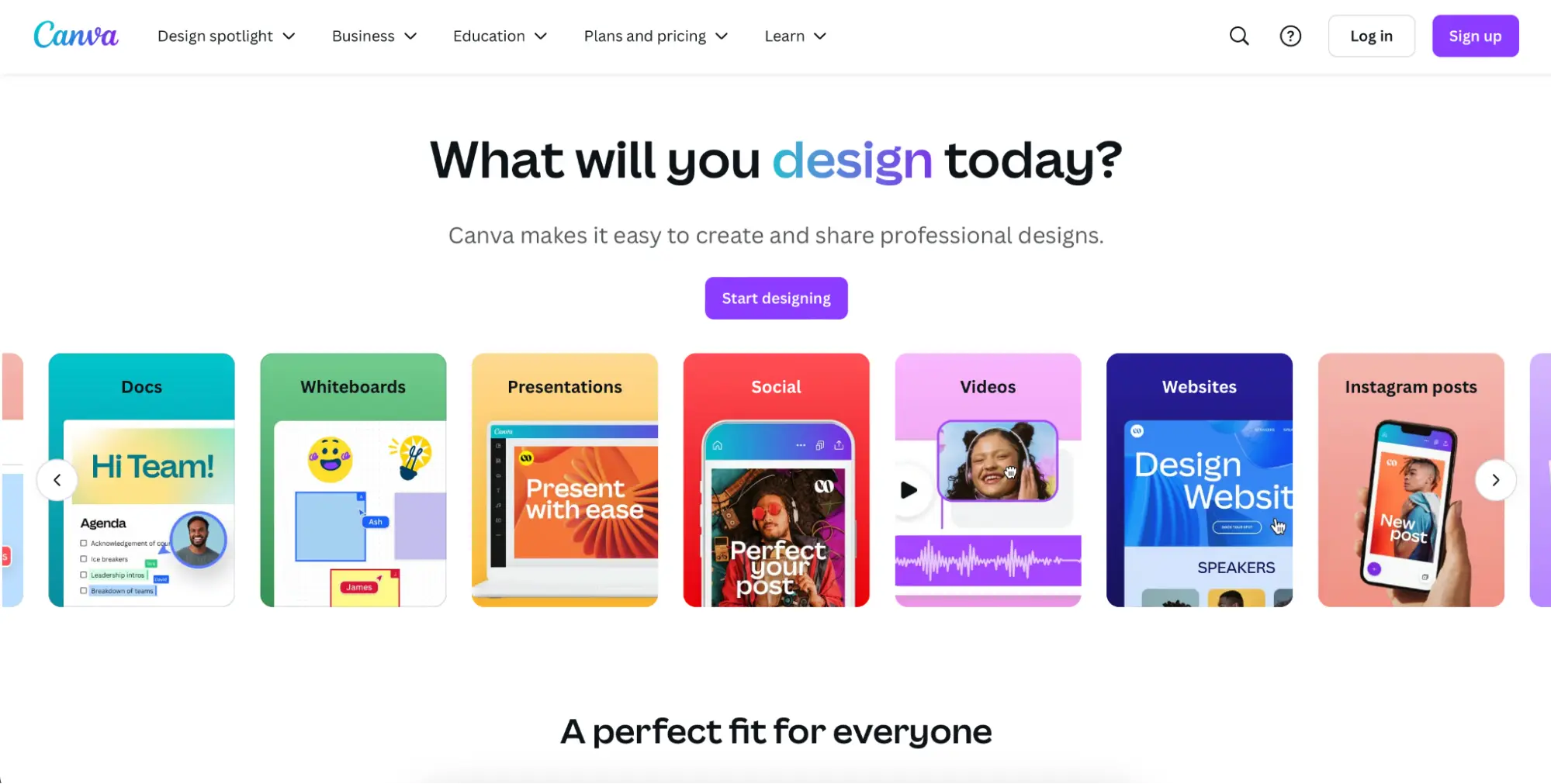 This image is a screenshot of Canva hompage