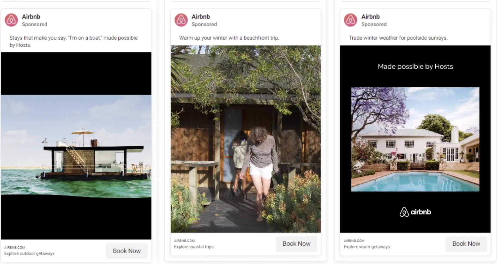 This image shows a screenshot of AirBnb ad examples