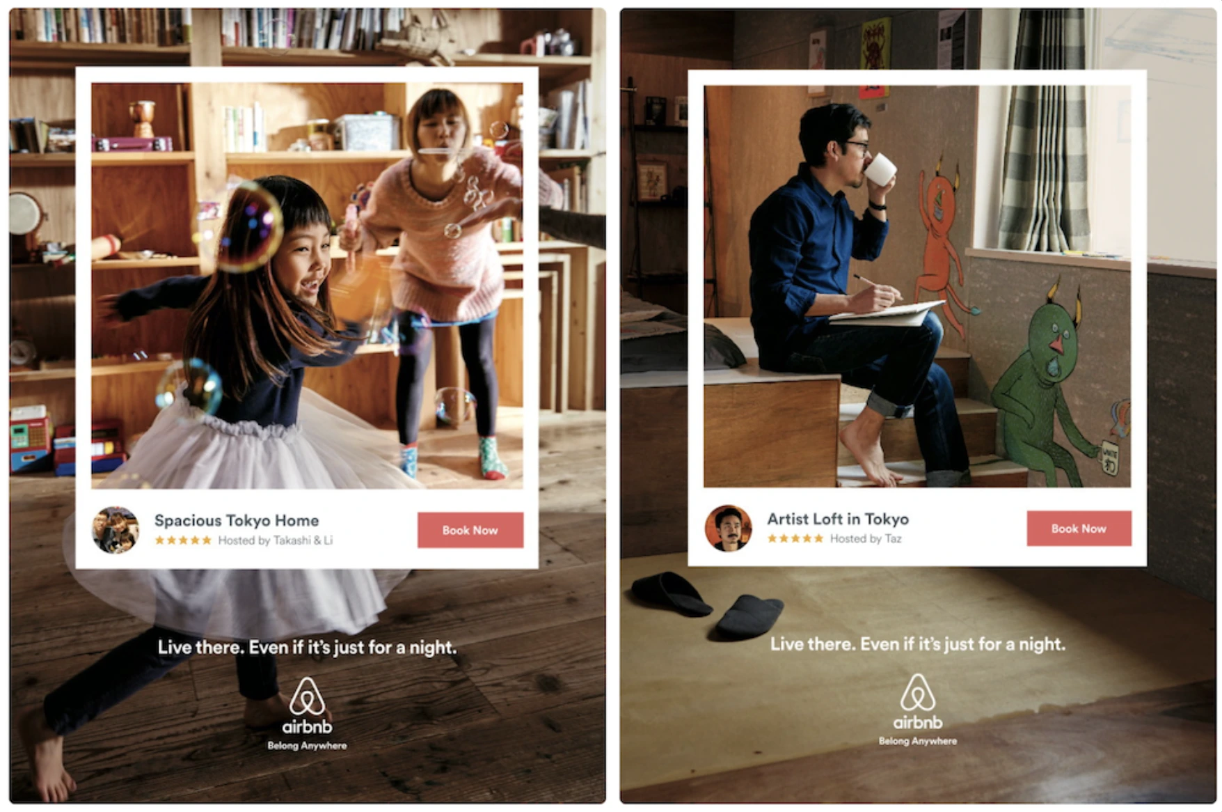 This image shows the screenshots of AirBnb ad campaign