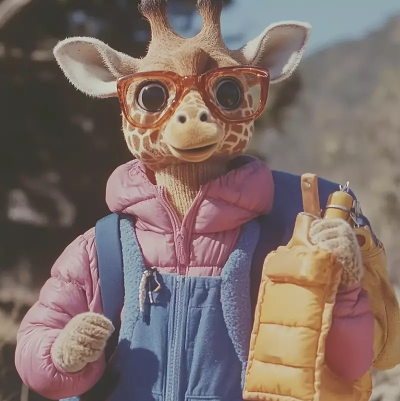 This is an AI-generated image of an anthropomorphic giraffe