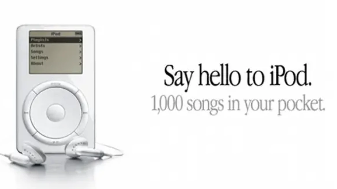 This image shows a screenshot of the Apple iPod ad