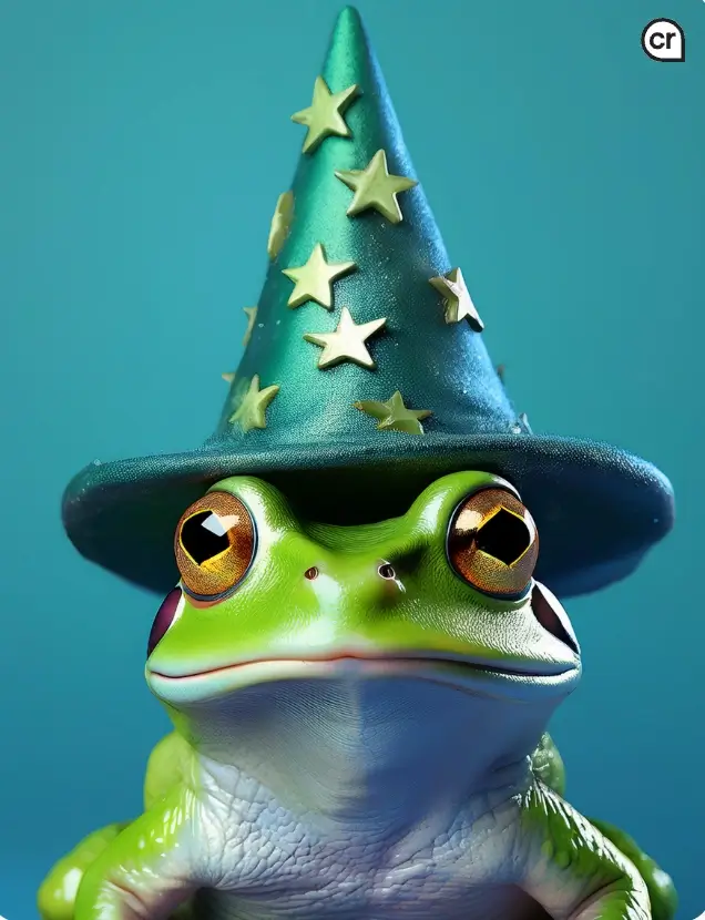 This AI generated image shows a frog in a hat