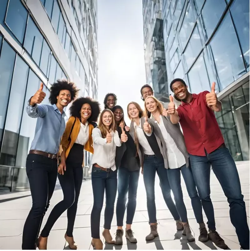 This AI generated image shows a group of office people