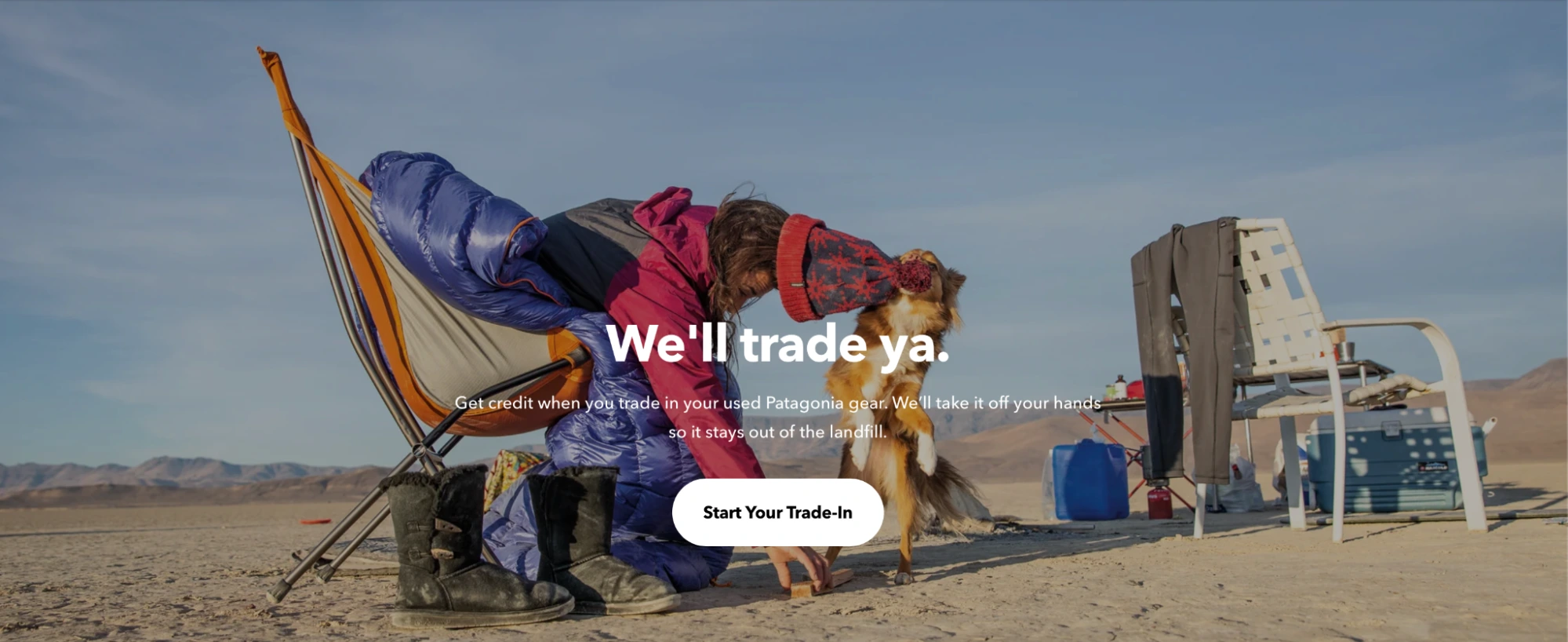 This image shows a screenshot of Patagonia Worn Wear ad campaign