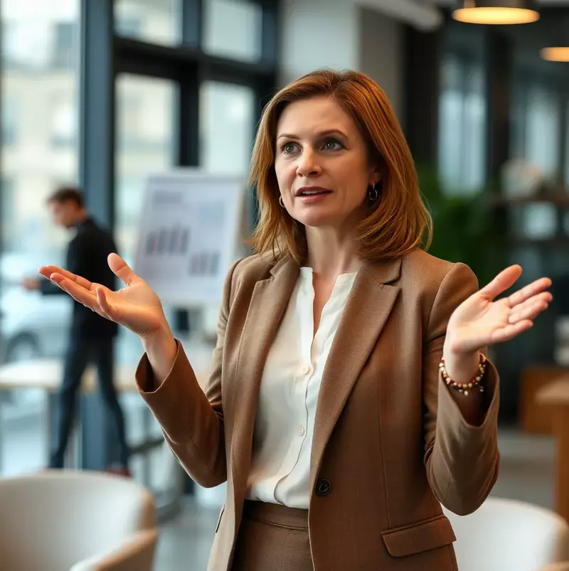 This is an AI-generated image showing a professional-looking woman in the office setting