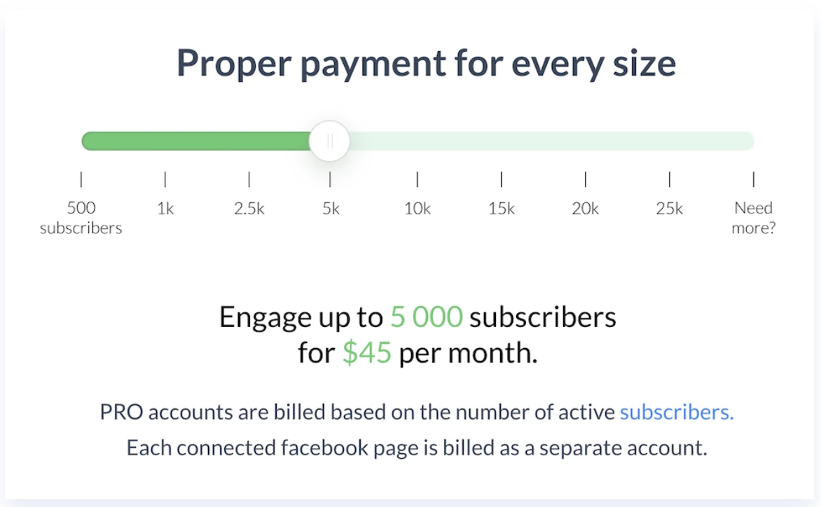 This image shows a screenshot of a range slider placed on a landing page