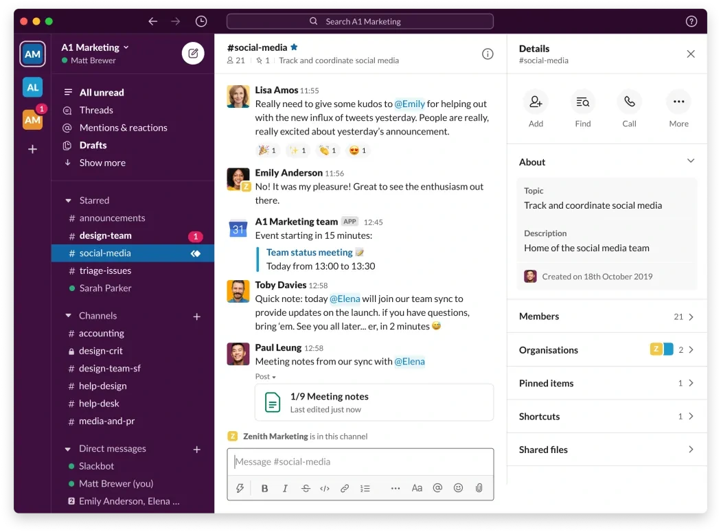 This image shows a screenshot of Slack