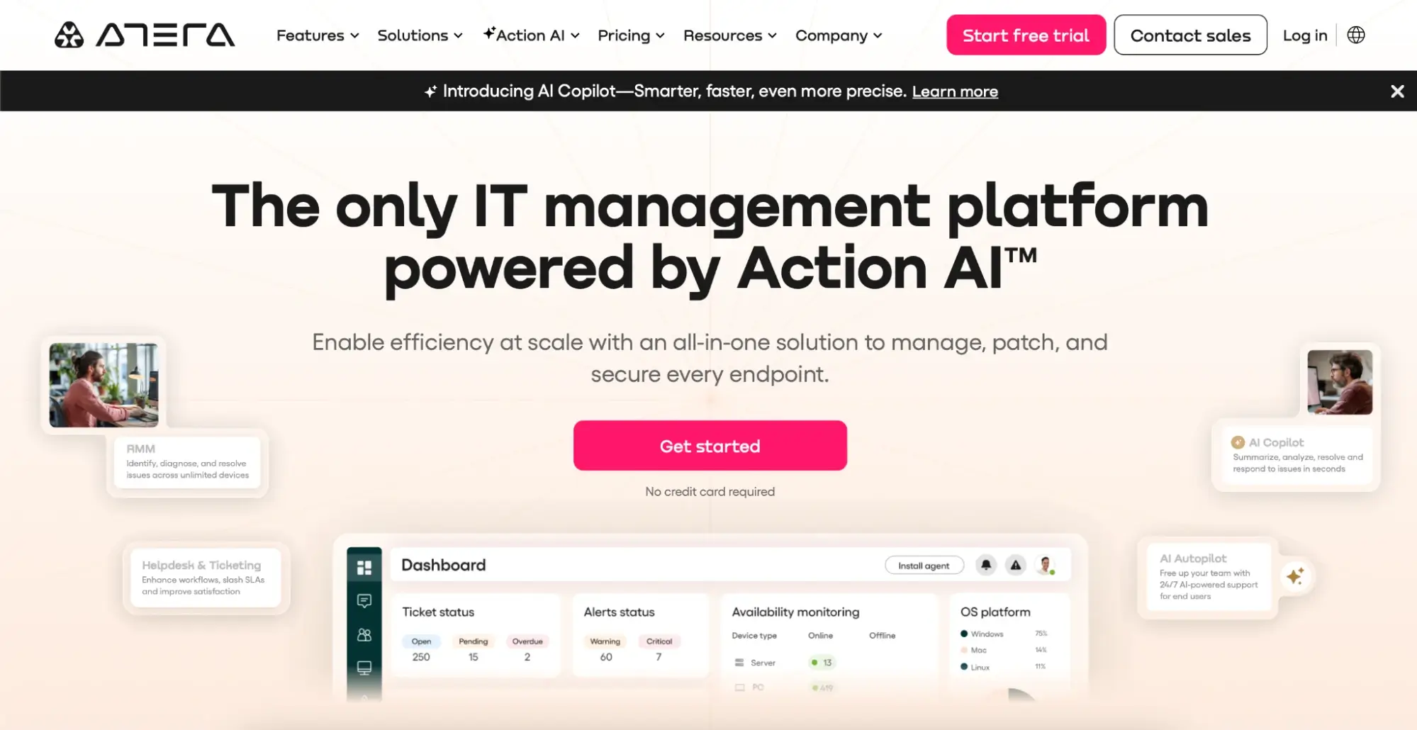 This image shows a screenshot of ATERA website with red-color CTA "Get started"