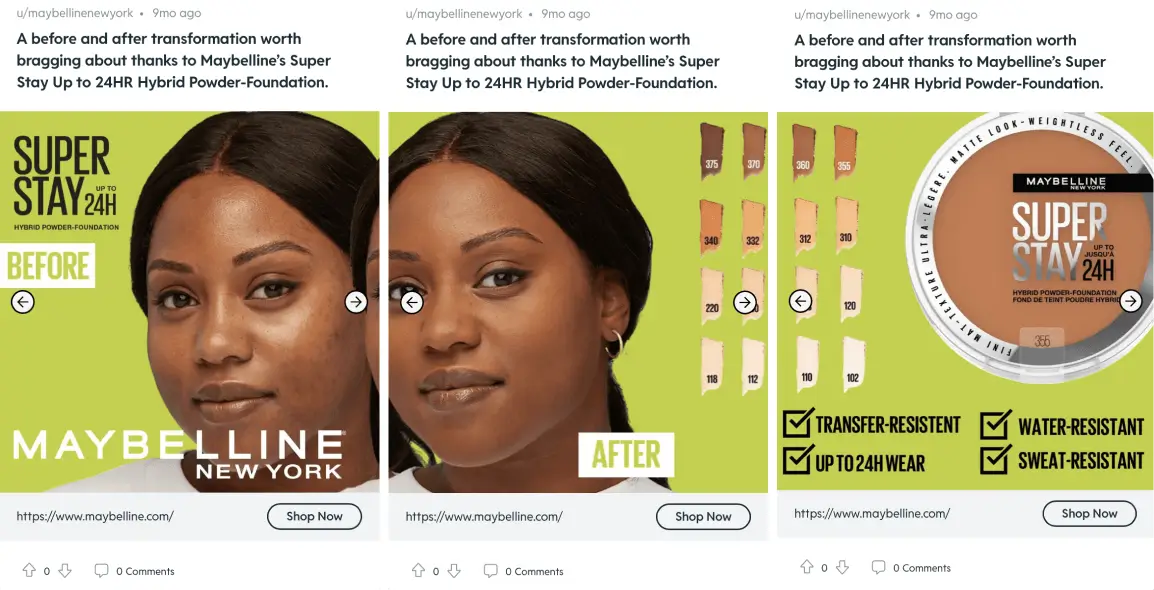 This image shows an example of a carousel ad that displays multiple images within a single ad unit