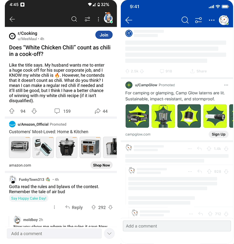 This image shows an example of a conversation ads, that are placed right above the comment sections in threads