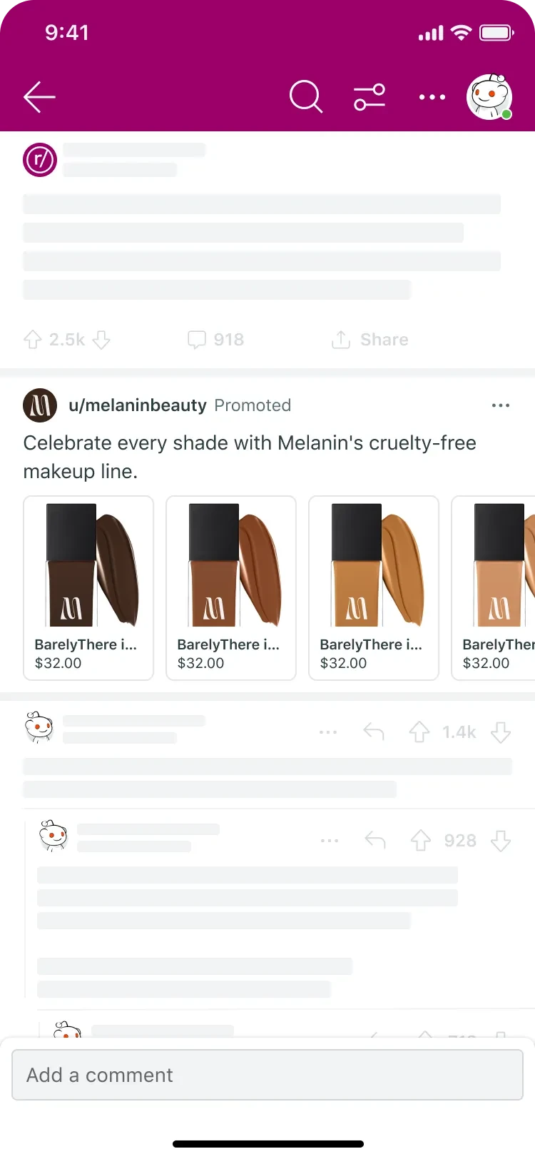 This image shows an example of a product ad that helps brands to showcase their product catalog directly within the ad