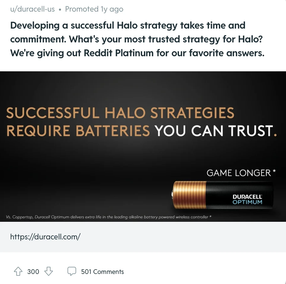 This image shows an example of an image ads for Duracell