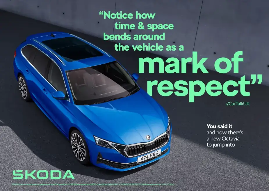 This image shows an example of a campaign called ‘You Said It launched by Škoda for their fourth-generation Octavia