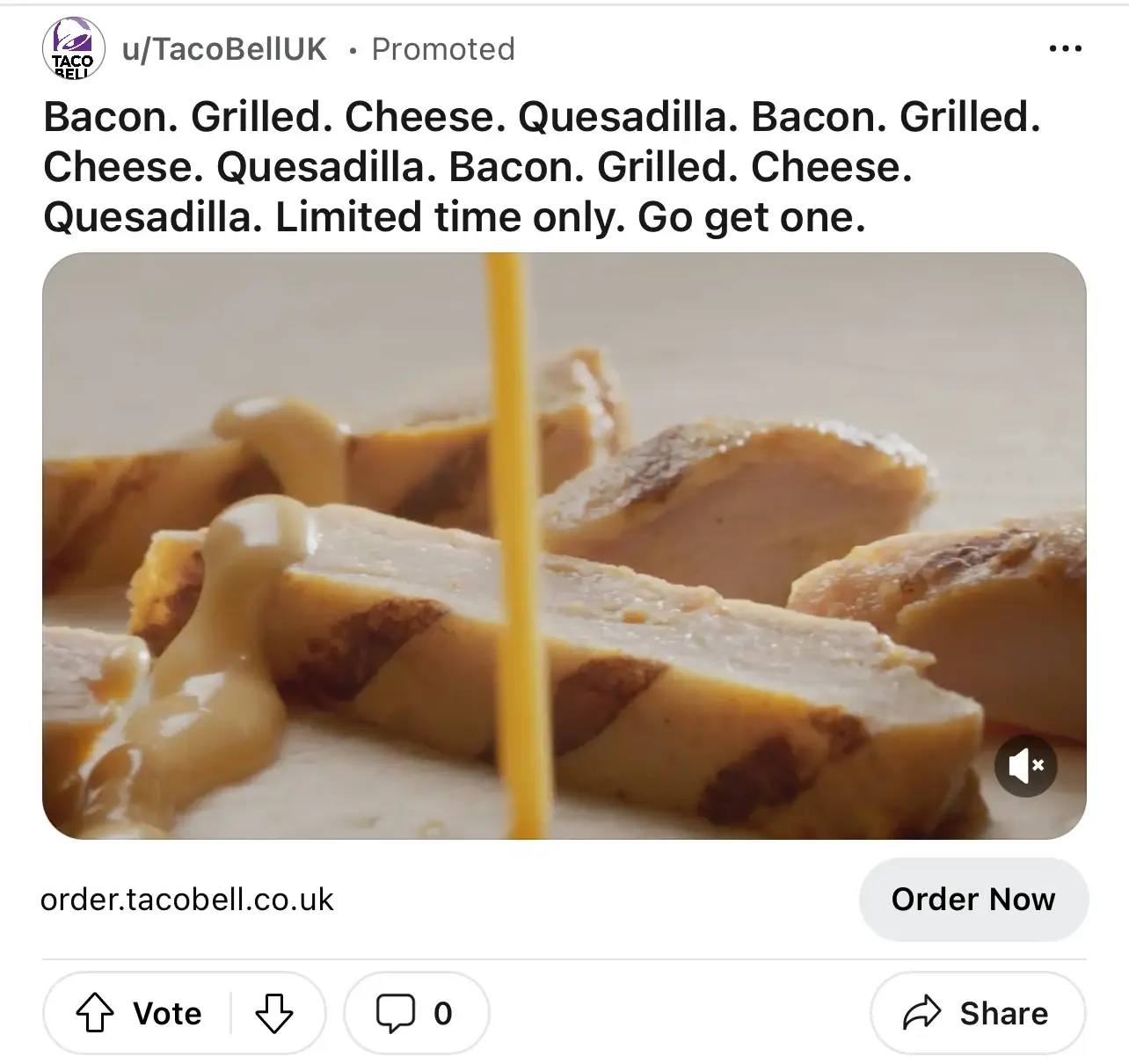 This image shows an example of the Taco Bell's ad campaign that targets fast food lovers and Taco Bell fans looking for quick, tasty meals