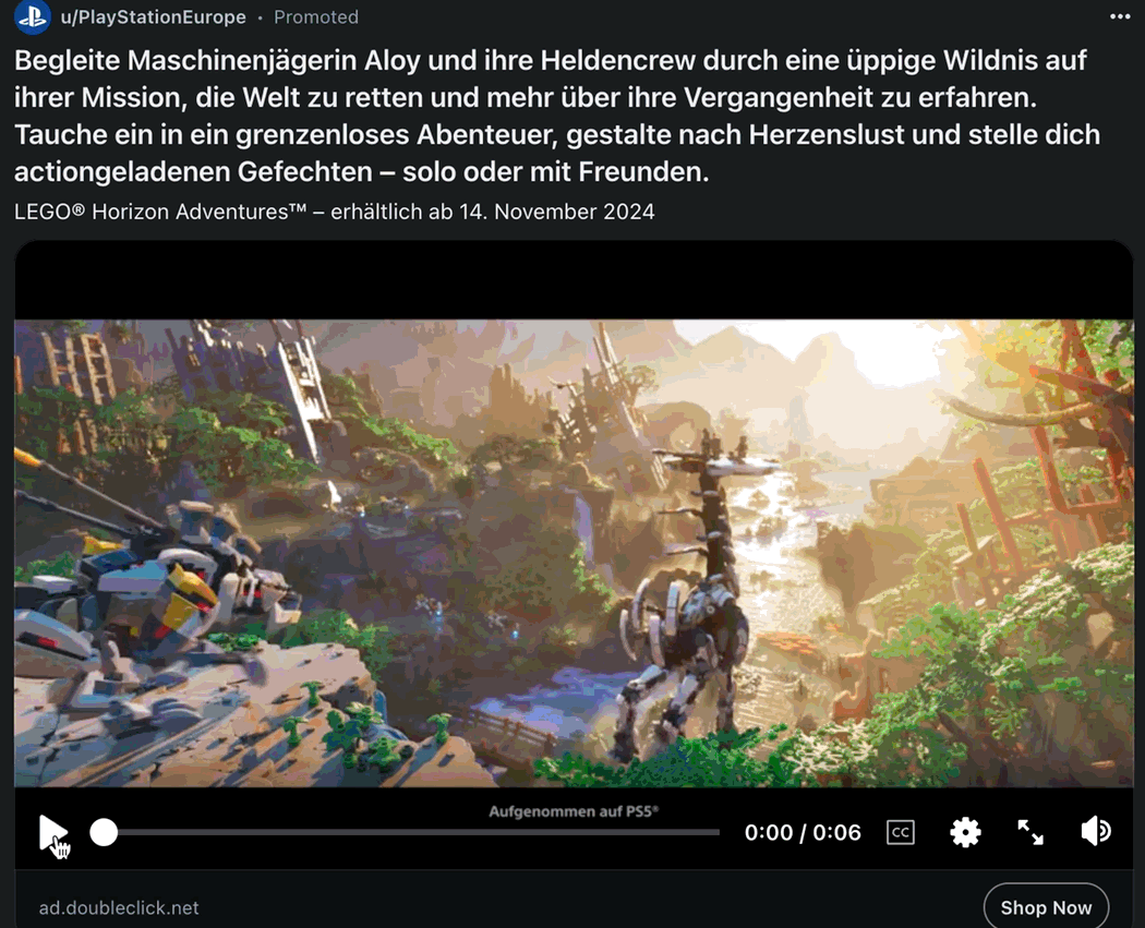 This gif shows an example of a video ad for PlayStation