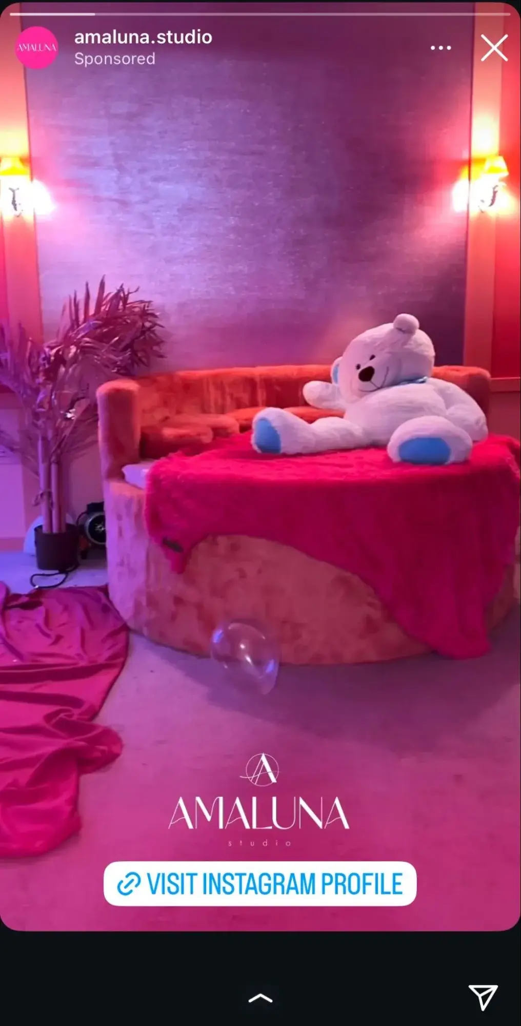 This image shows a screenshot of an Instagram story of Amaluna studio