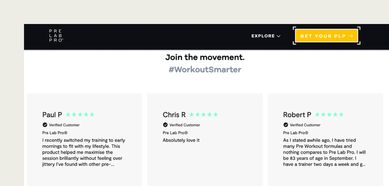 This image shows landing page customer testimonial example.