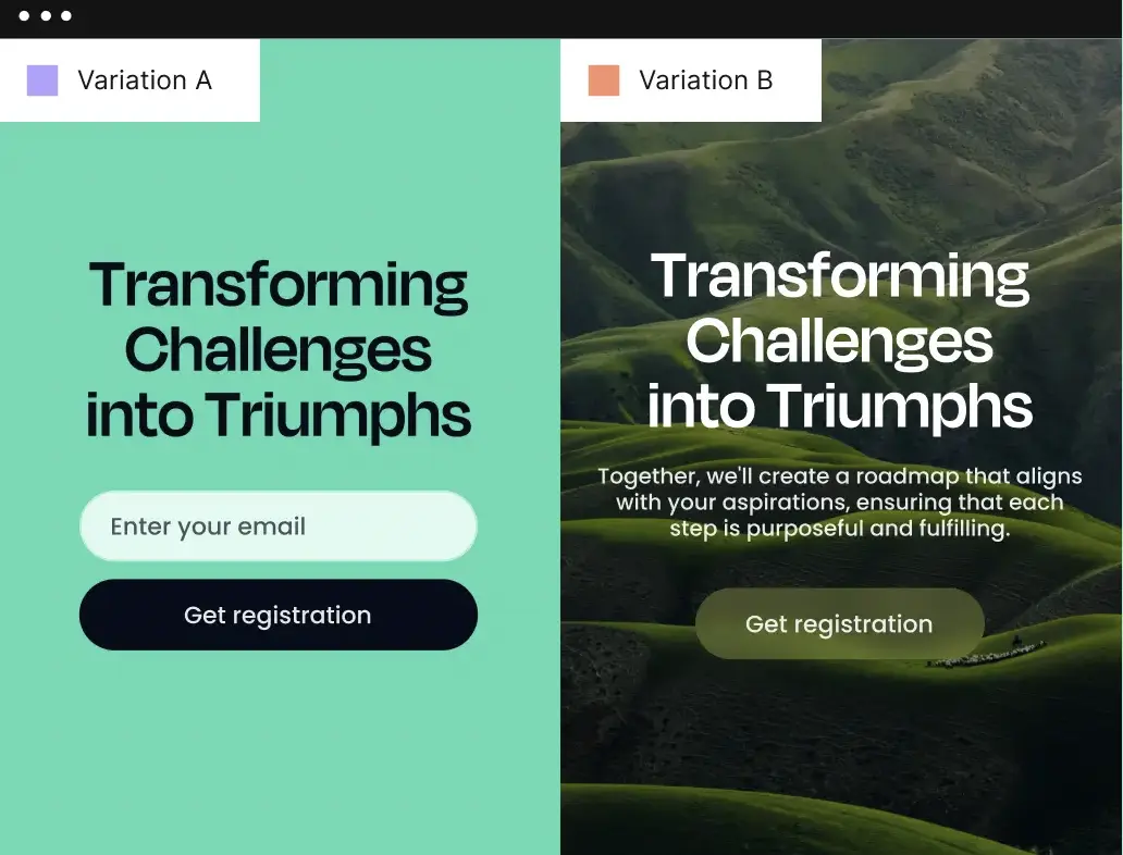 This image shows Instapage AB testing tool.