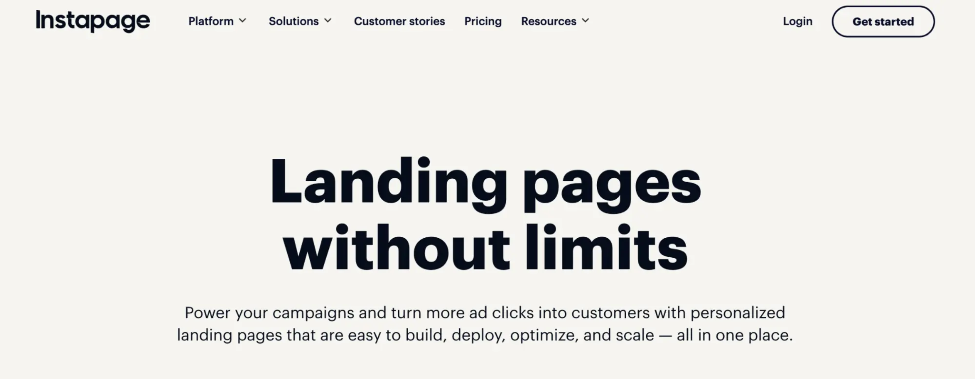 This image shows Instapage landing page builder example.