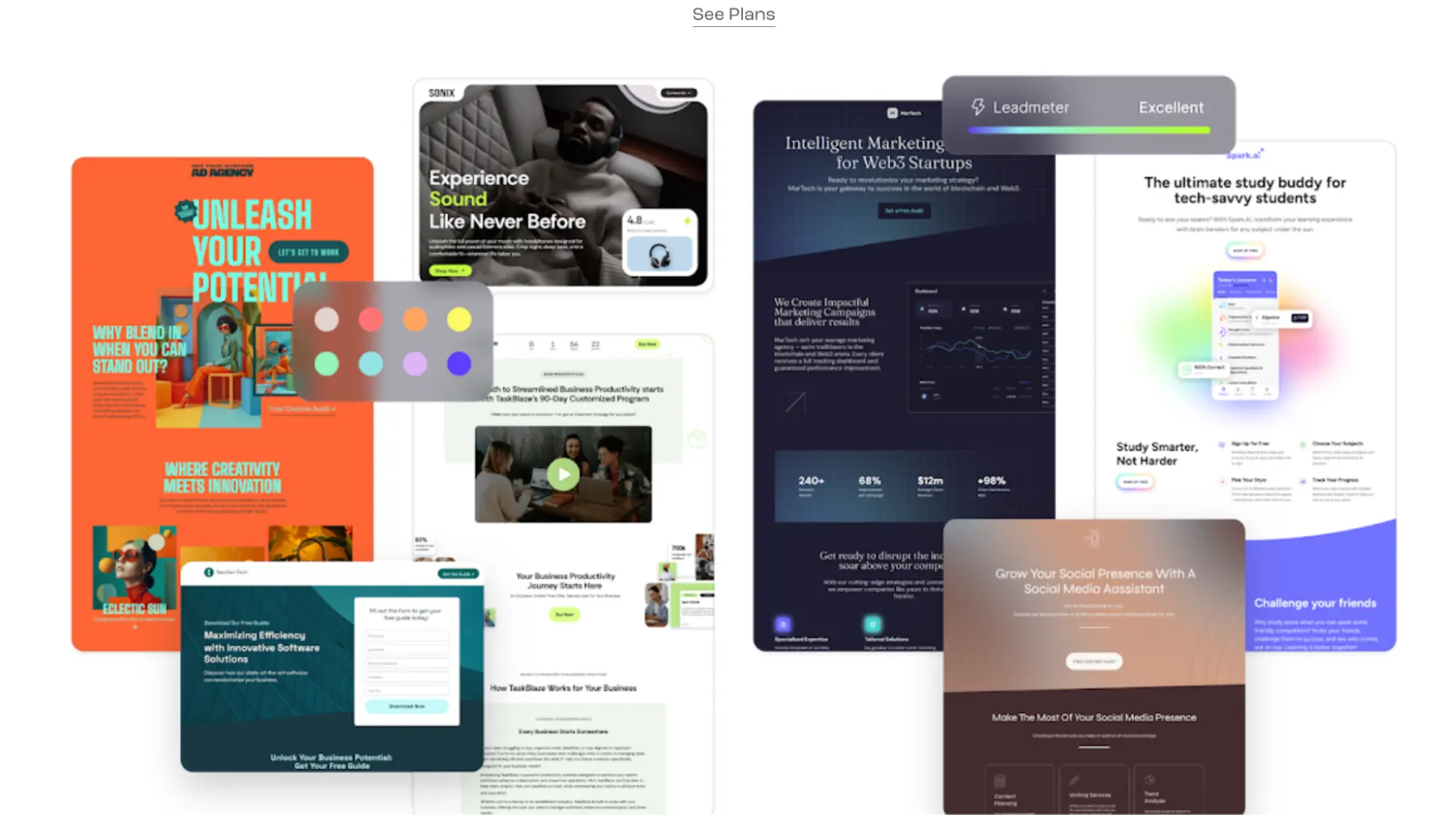 This image shows Leadpages homepage example.