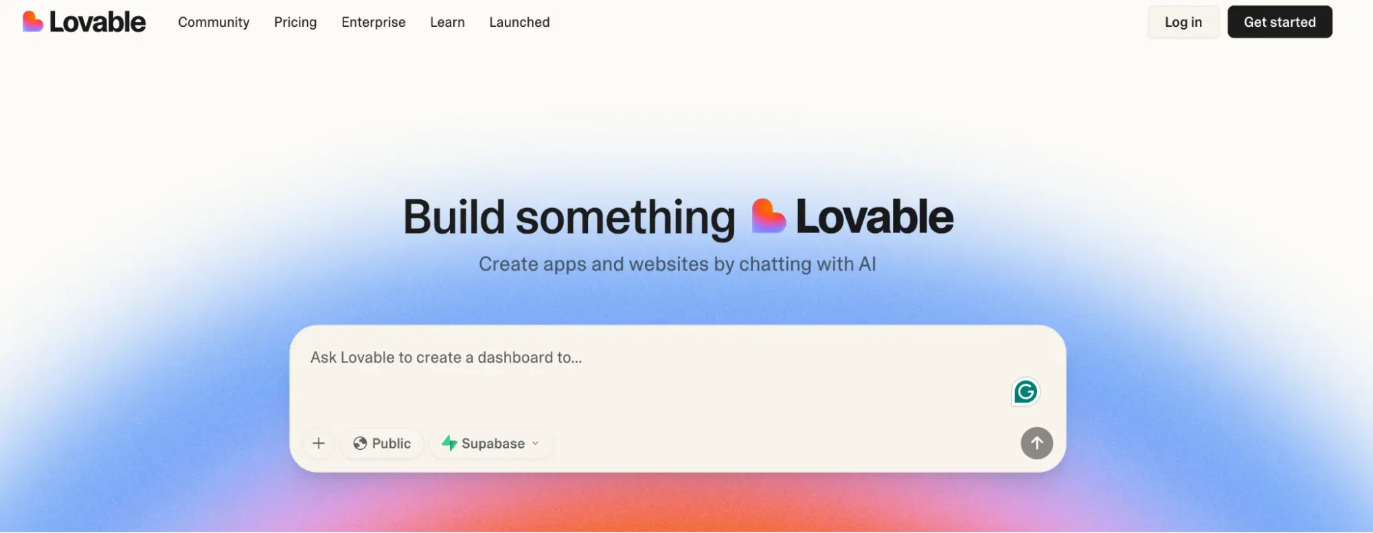 This image shows Loveable landing page builder example.