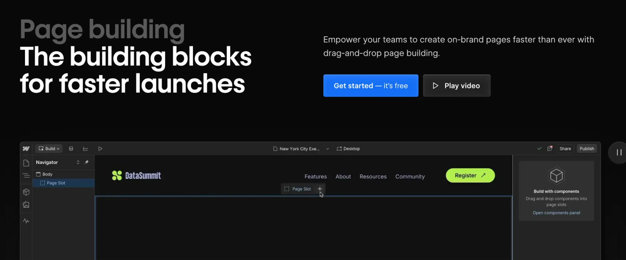 This image shows Webflow lannding page builder example.