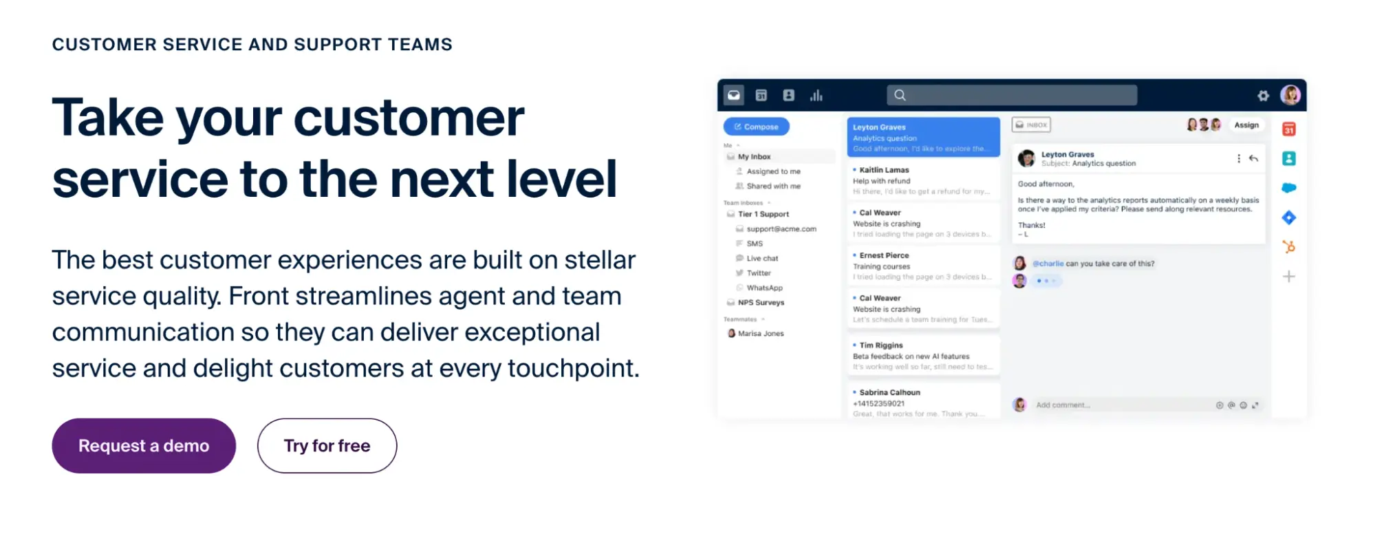 This image shows Front landing page example.