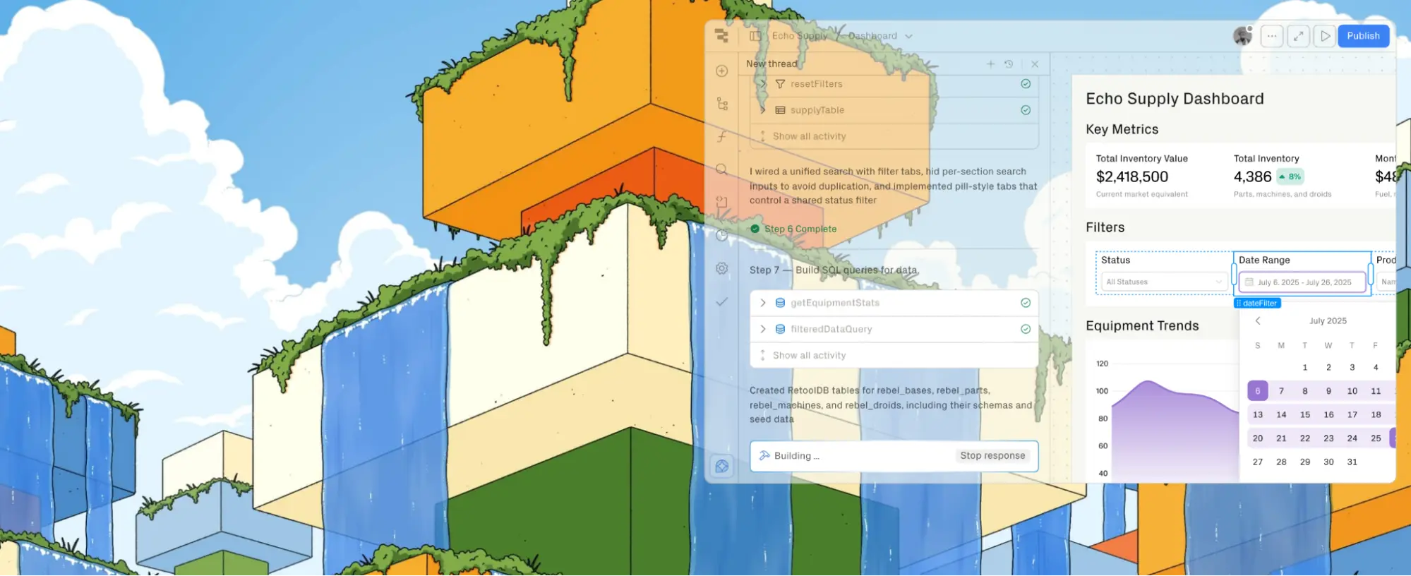 This image shows Retool landing page example.