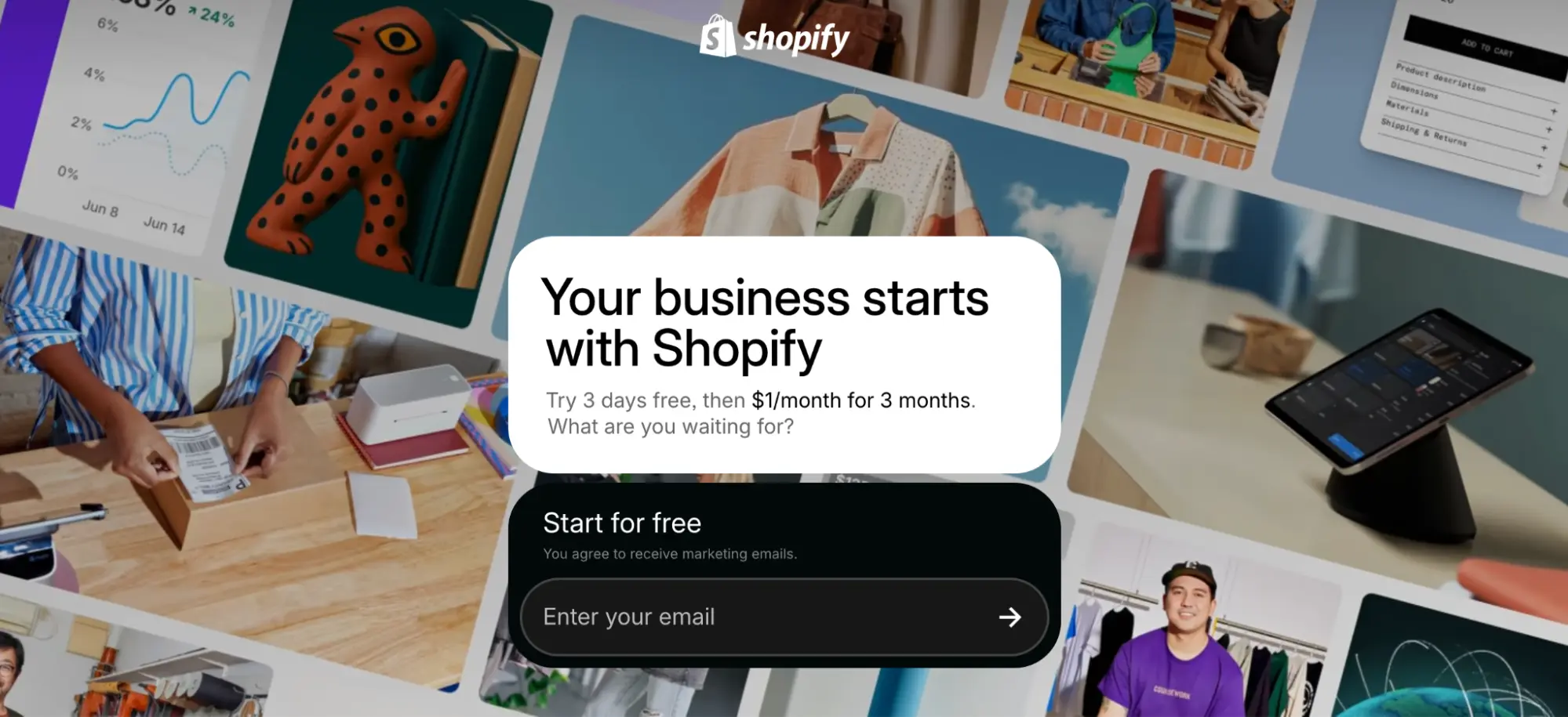 This image shows Shopify landing page example.