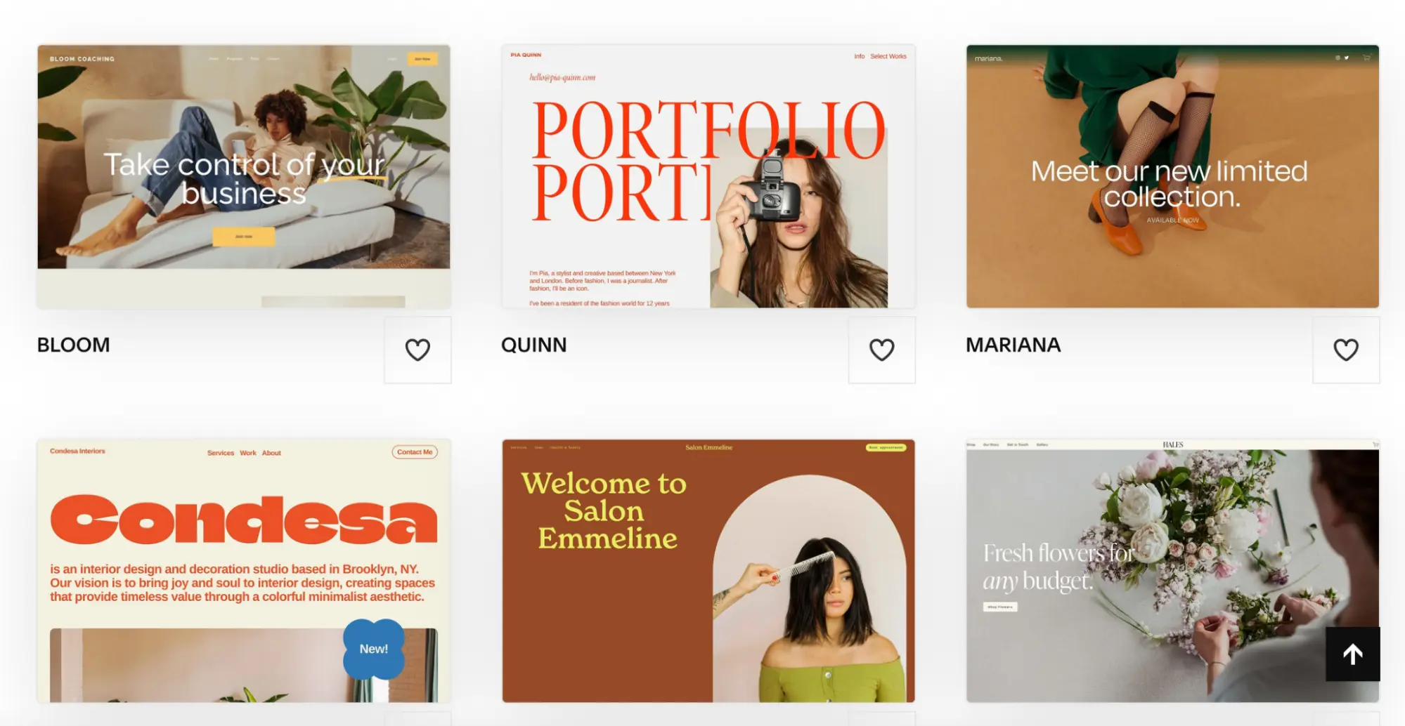 This image shows Squarespace web templates.