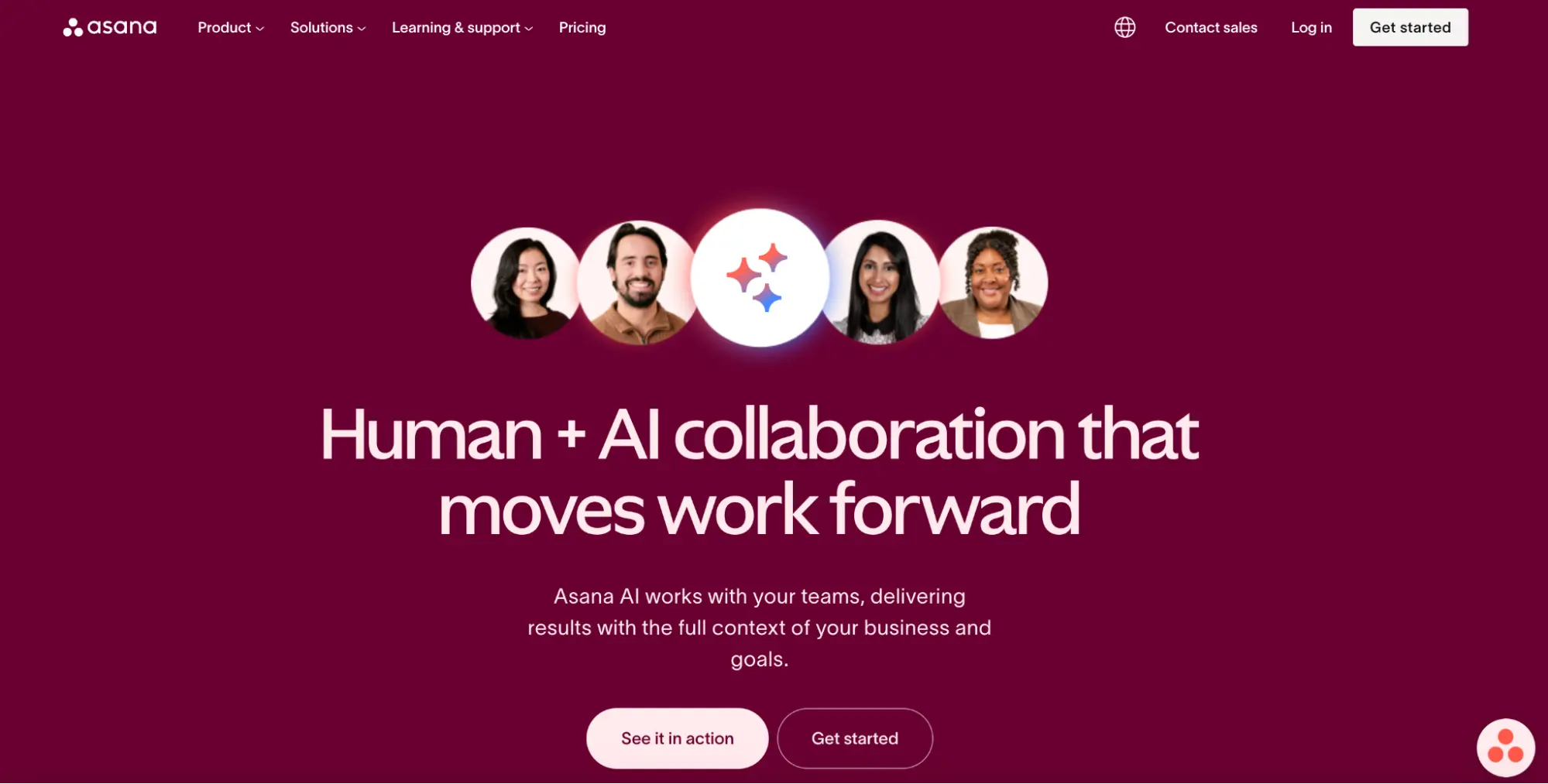 This image shows asana landing page example.