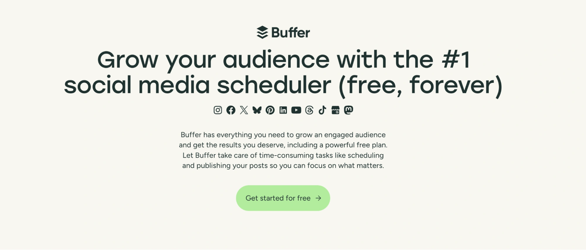 This image shows Buffer landing page example.