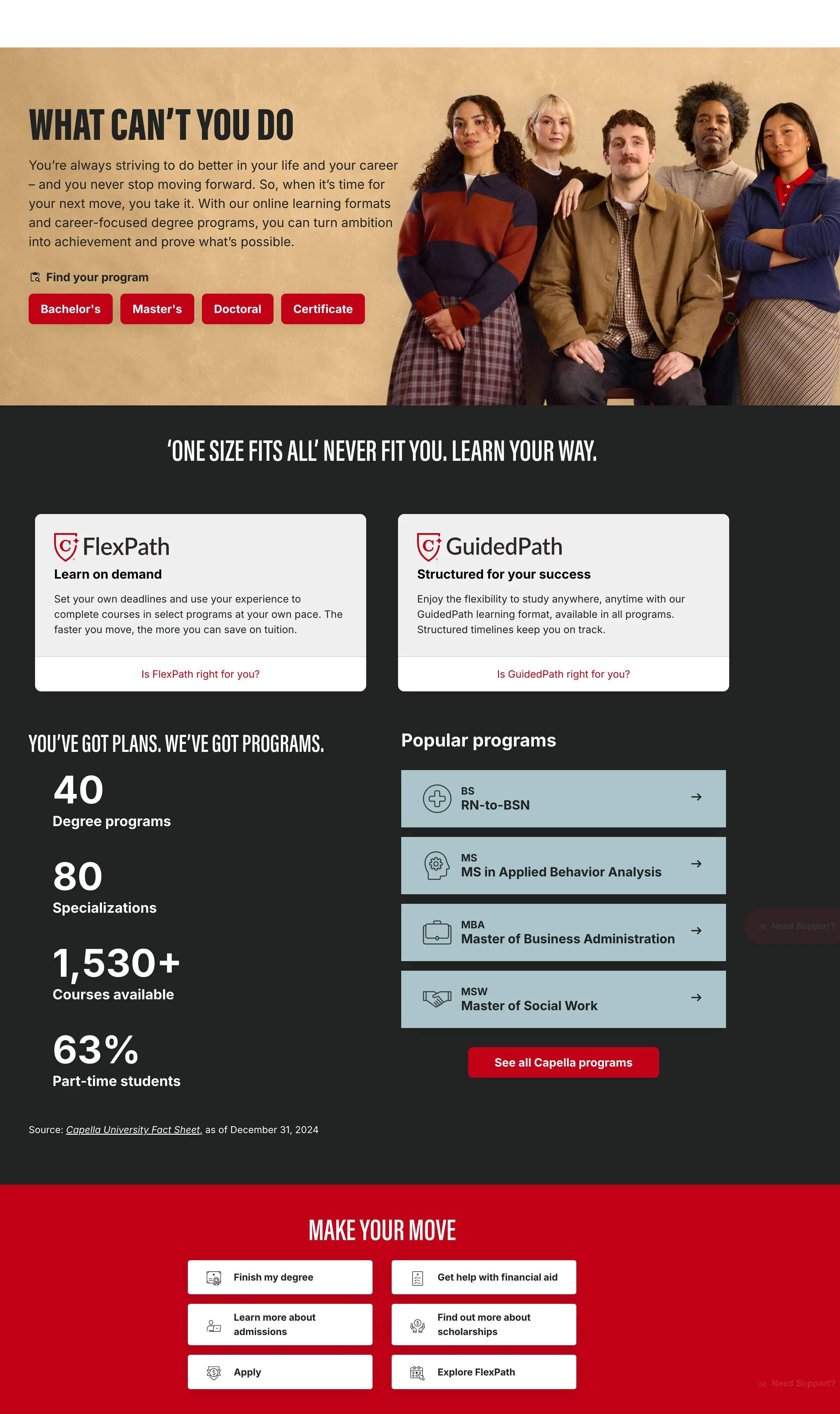 This image shows Capella university landing page example.
