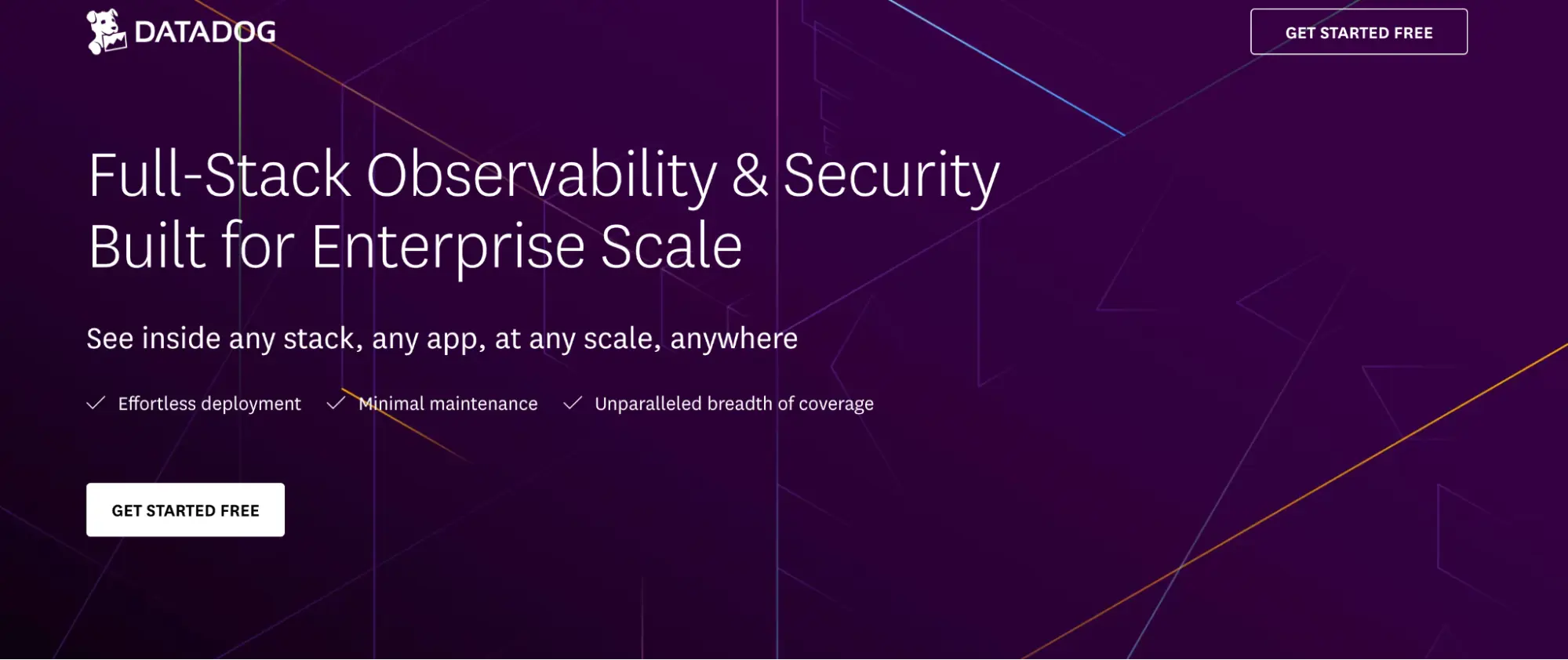 This image shows DATADOG landing page example.