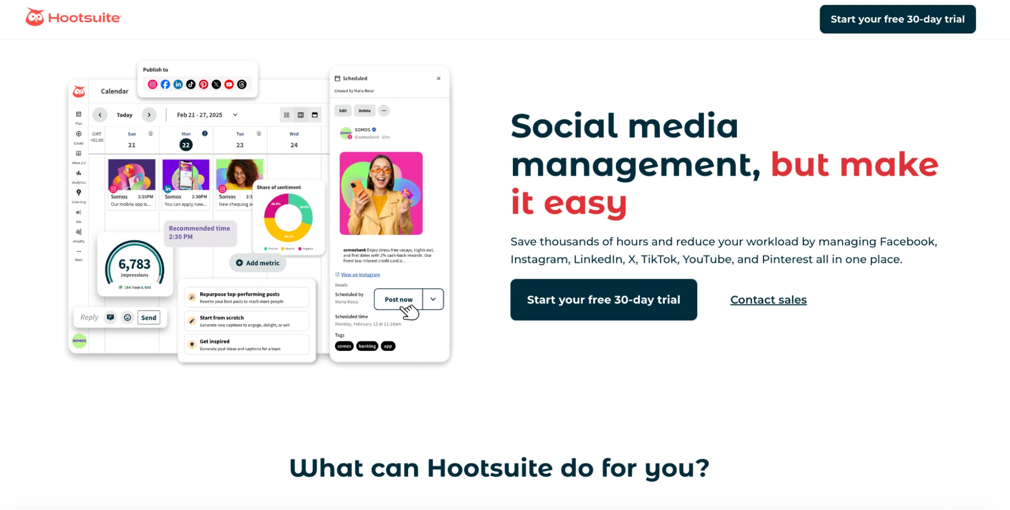 This image shows Hootsuit landing page example.